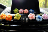 Crochet Fluffy Flower Car Vent Clips Air Freshener, Cute Rainbow Flower Air Vent Clip, Kawaii Interior Car Accessory for Women, Gift for Her